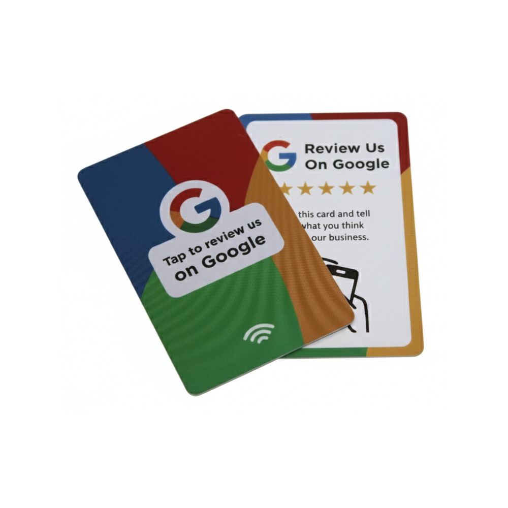 TapBoost NFC Google review card, credit card size